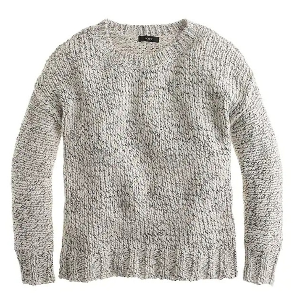 J Crew Marled Drop Shoulder Sweater Gray Cream